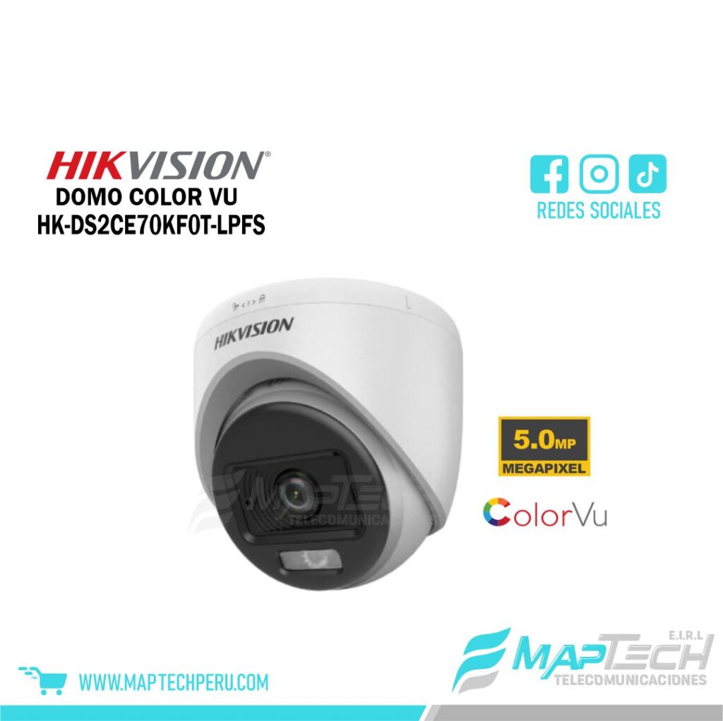 DOMO 5MP COLORVU SMART HYBRID LIGHT IR 20M C/AUDIO HIKVISION