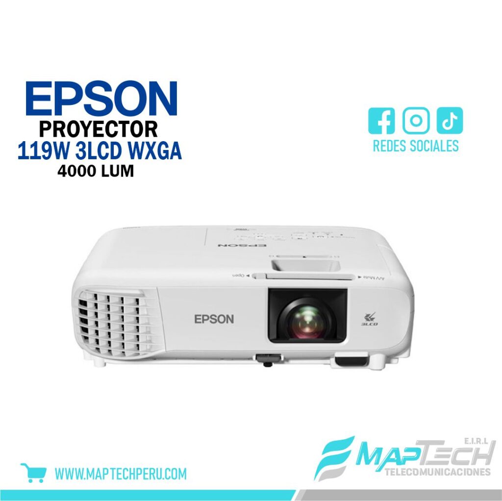 PROYECTOR EPSON 119W 3LCD WXGA con Dial HDMI 4000LUM